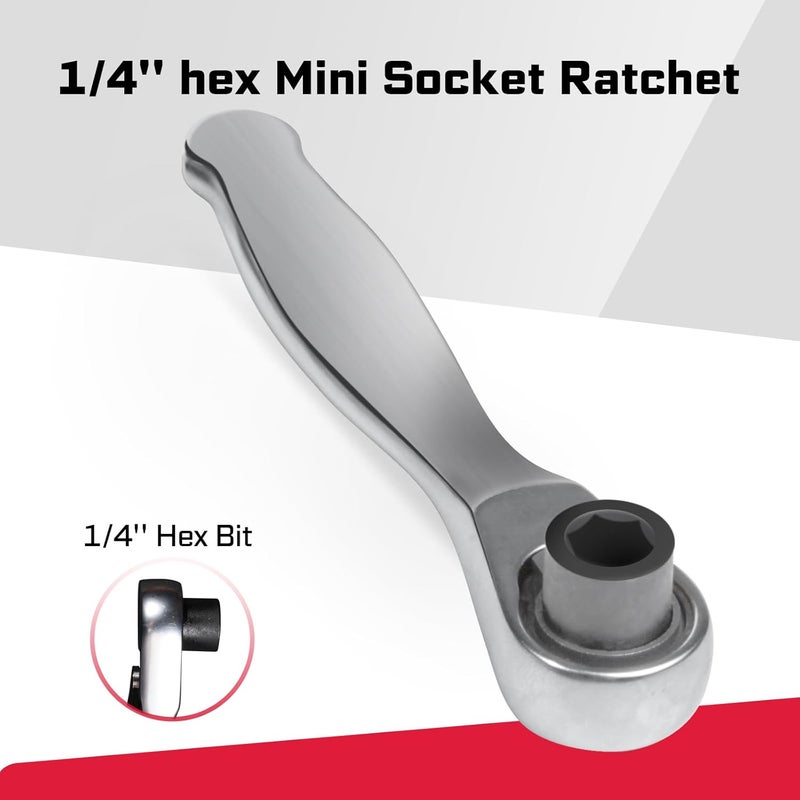 GEINXURN 22pieces Ratchet & Bit Driver Set, Magnetic S2 Steel 1”Insert Bits Tips with Base,Impact Bit Holder and Mini Wrench with Storage Box - Image 4